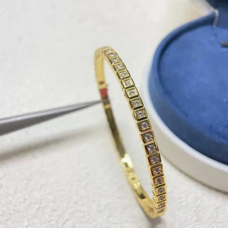 Ice Cube Bracelet Fashionable Trendy High-End Full Diamond and Intermittent Diamond Polished Titanium Steel Couple's Bracelet for Men and Wo-image-1102253546