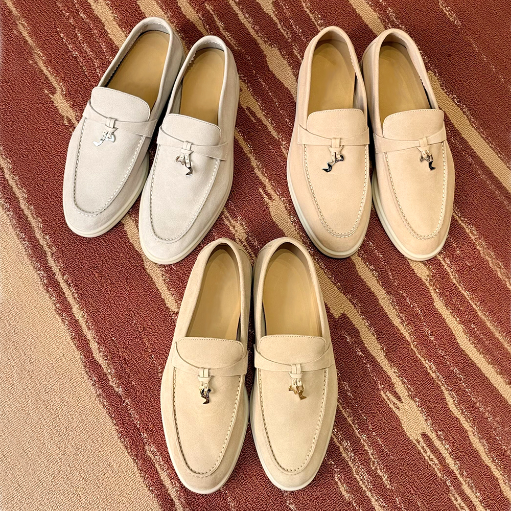 Mocassins pour femmes mules chaussures habillées de créateur femmes mocassins de luxe d'été mocassins en daim en cuir véritable chaussures plates