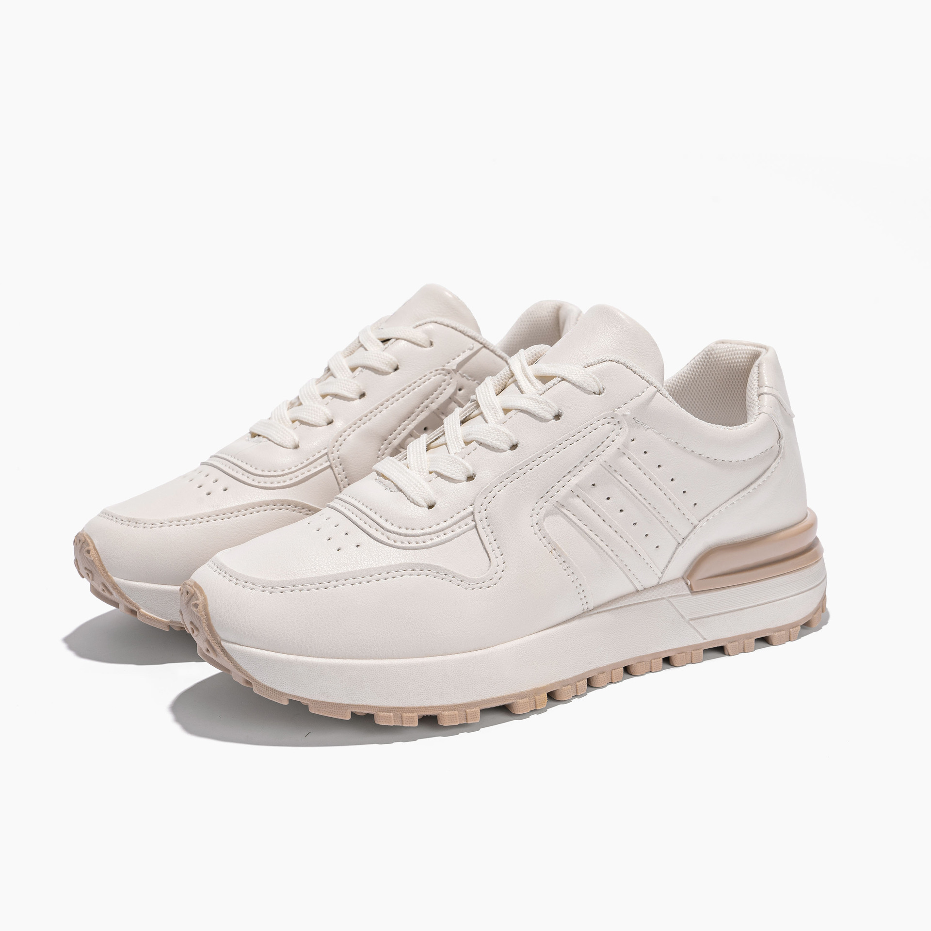 New hot selling high quality women's beige thick soled casual retro running sports shoes