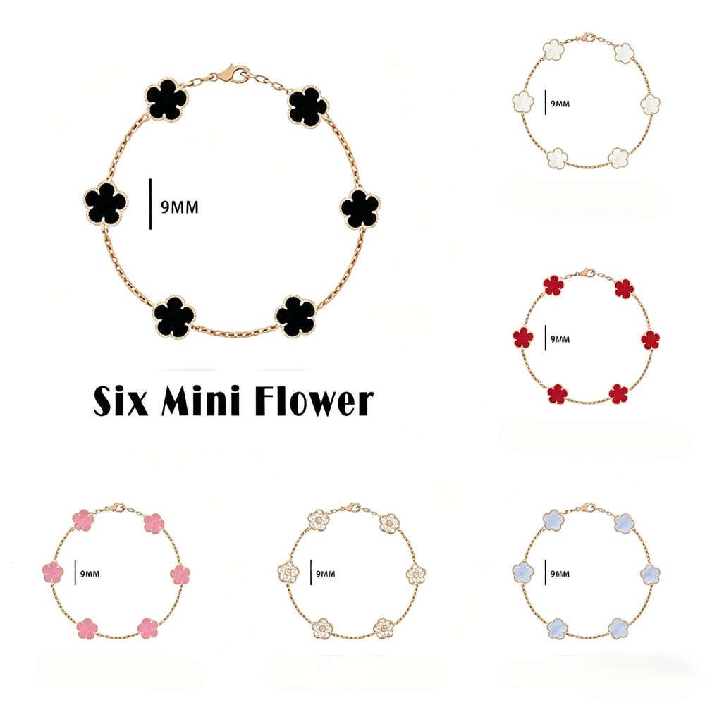 Bracelet Luxury Jewellery Designer For Women Mini Clover Bracelet Bohemian Rose Gold 9mm 6 Flower Bracelets Woman Luxury Designer Bracelet Clover-image-1102321564