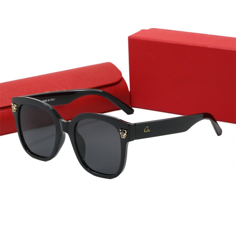 Designer Luxury Oversized Square Sunglasses for Men - Gold Panther Accents UV Protection Luxury Glasses