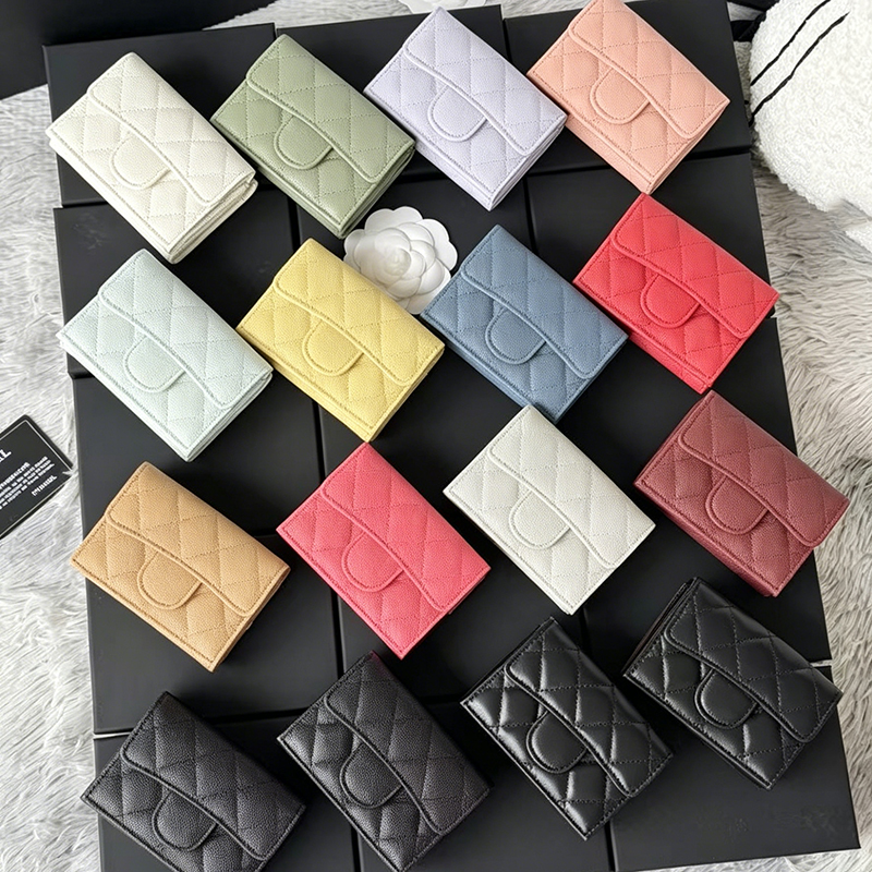 CF flap bag New designer wallet women luxury retro genuine leather bag 2026 Trends card Caviar Black Gold Folder Passport Storage Bag Credit Bag Fas
