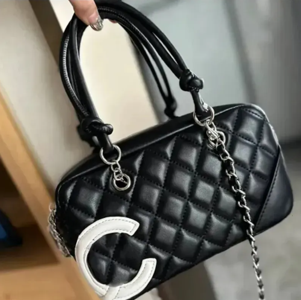 Top Cambons Genuine Leather Totes Designer cc bag Bowling Handbag Office Messenger Large Capacity Satchel Shoulder Crossbody Underarm Bag Women Blac