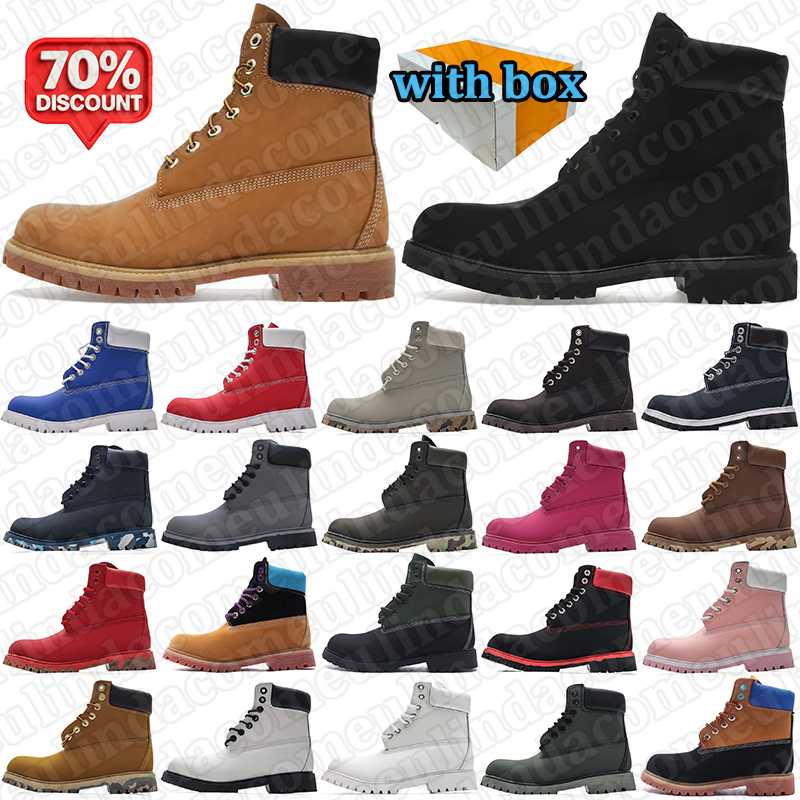 with box men women designer boots durable half boot outdoor hiking walking classic shoes Comfort Daily Wear Timeless Style bootie black brown white