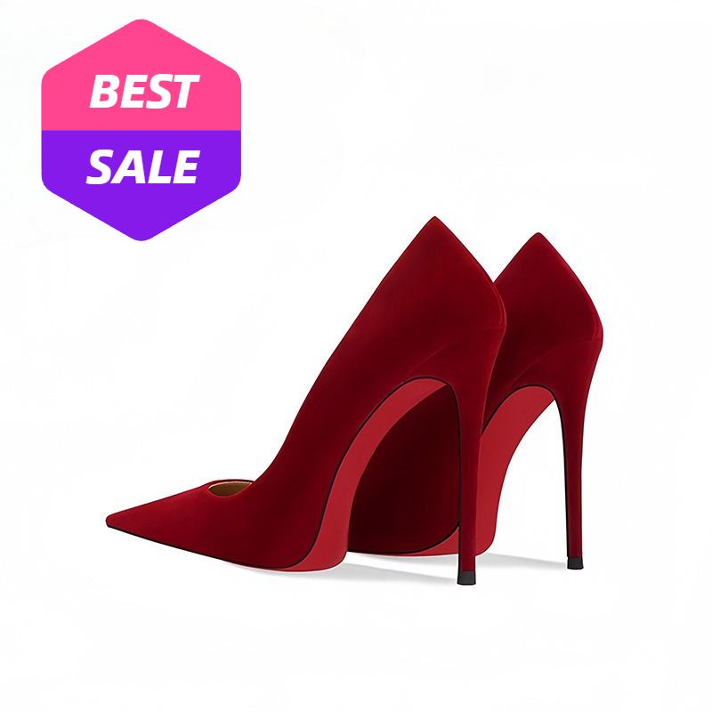 Chaussures pour femmes à talons hauts et fond rouge vin de styliste senior, taille 34 à 42