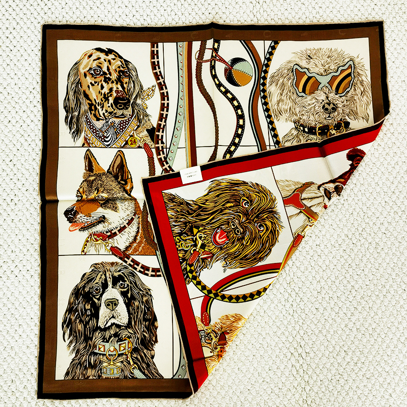 Double sided Silk Scarf 65CM Women Square Bandanas Hand Rolled Shawls Spring Summer Head Hair Scarves Clothing Accessories Mother Gift