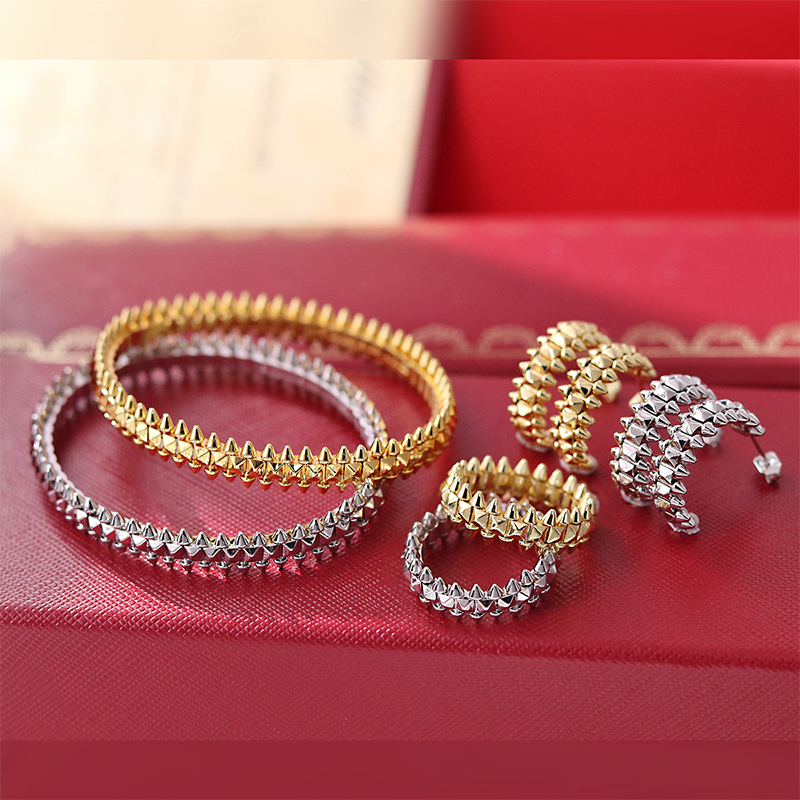 Ensemble de bracelets et boucles d'oreilles de marque pour femmes, artisanat de styliste, tête de balle, Bracelet à ongles en saule de haute qual