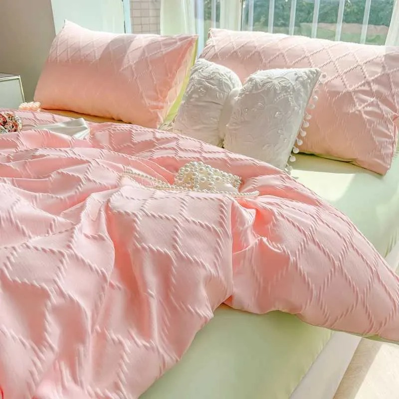 NY10 Pink Cotton Flannel Bedding Set with Matching Sheet Inclusions-image-1102412698