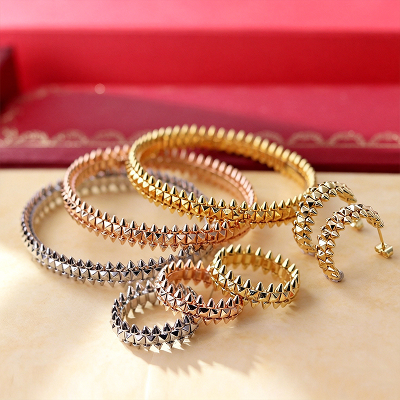 2026 New Classic Bullet Love Ring Earring Bracelet Three Piece Set 18k Gold Jewelry Stainless Steel Waterproof Wedding Designer Jewelry for Women