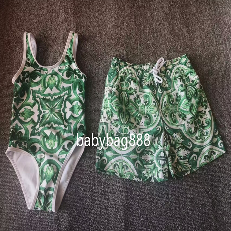 Designer Girls One Peice Swimsuits Boys Beach Shorts Kids Summer Swimwear Fashion Baby Luxury Bikinis Classic Bathing Suits Childrens Swim Suits Siz