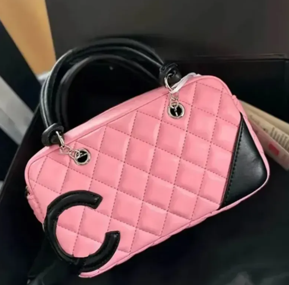 Top Cambons Genuine Leather Totes Designer cc bag Bowling Handbag Office Messenger Large Capacity Satchel Shoulder Crossbody Underarm Bag Women Rose