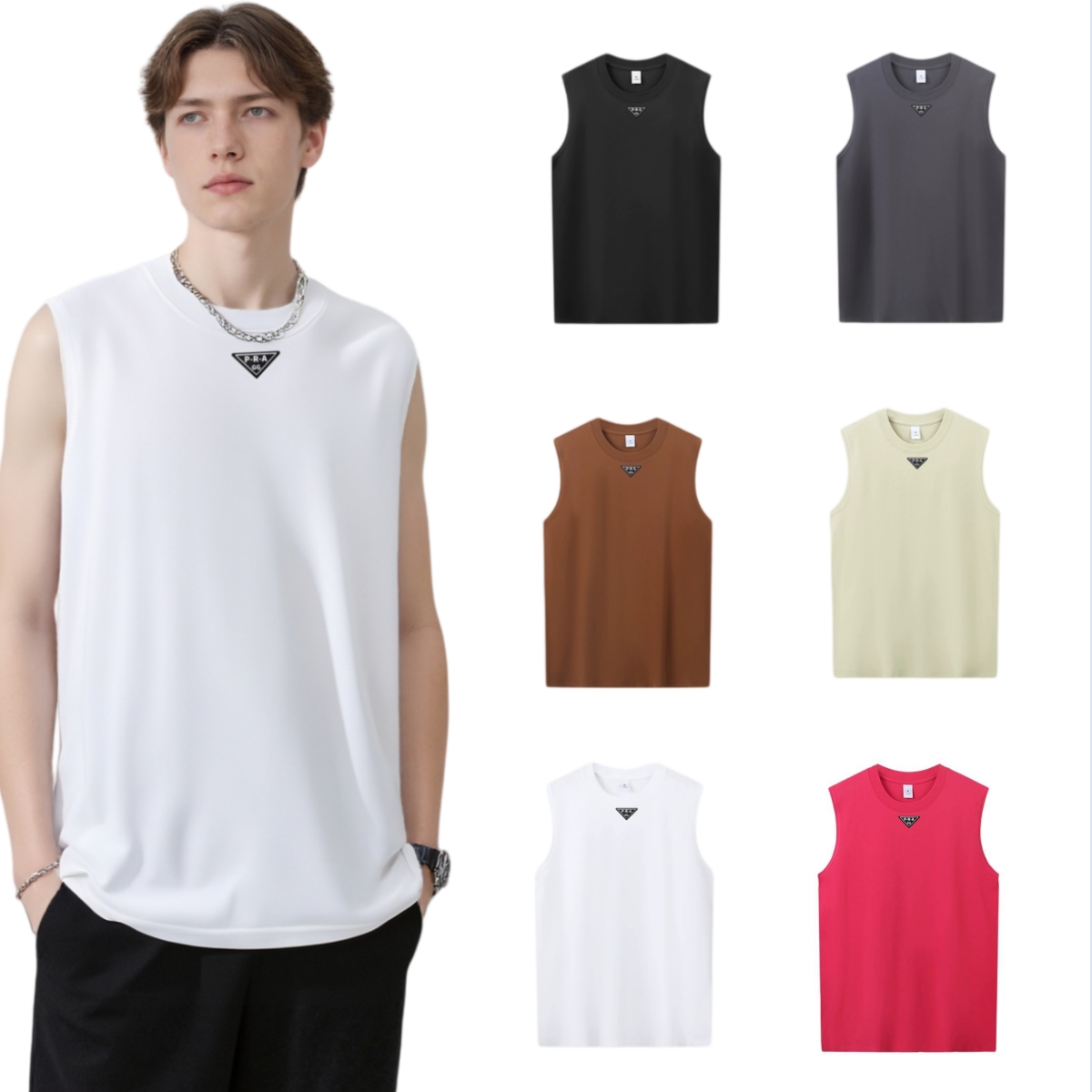 100% Cotton Tank Top Men Designer Clothes Sleeveless Vest Tops Summer Fashion Shirts Casual Pure Cotton Breathable Vest Men's Casual Running Sp