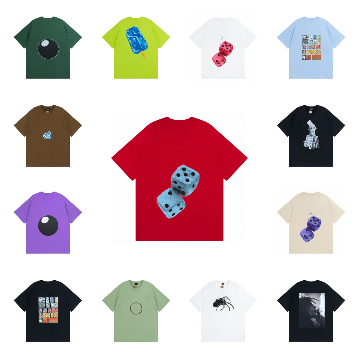 Designer men's T-shirt Fashionable trendy Lettering print High-quality Unisex Short-sleeved Summer Crew Neck Loose fit-image-1102535553