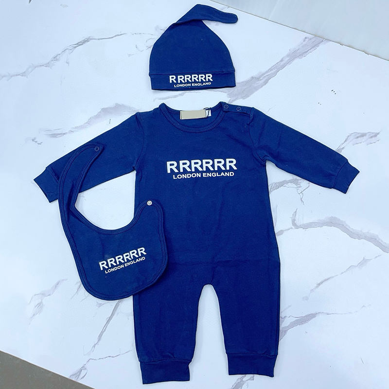 2026 New New Cartoon perfume Bear Printed Jumpsuit Infant Newborn Baby Long cologne Sleeve Romper Outfit 3Pcs Set Soft Cotton Onesie With Matching H