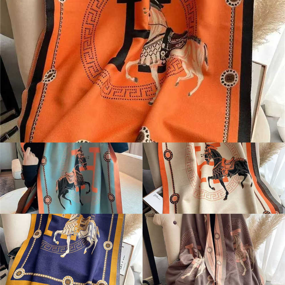 H Top marque foulards hiver cachemire écharpe femmes concepteur chaud Pashmina couverture cheval femme châle enveloppes 10A taille 180x65 HB7N
