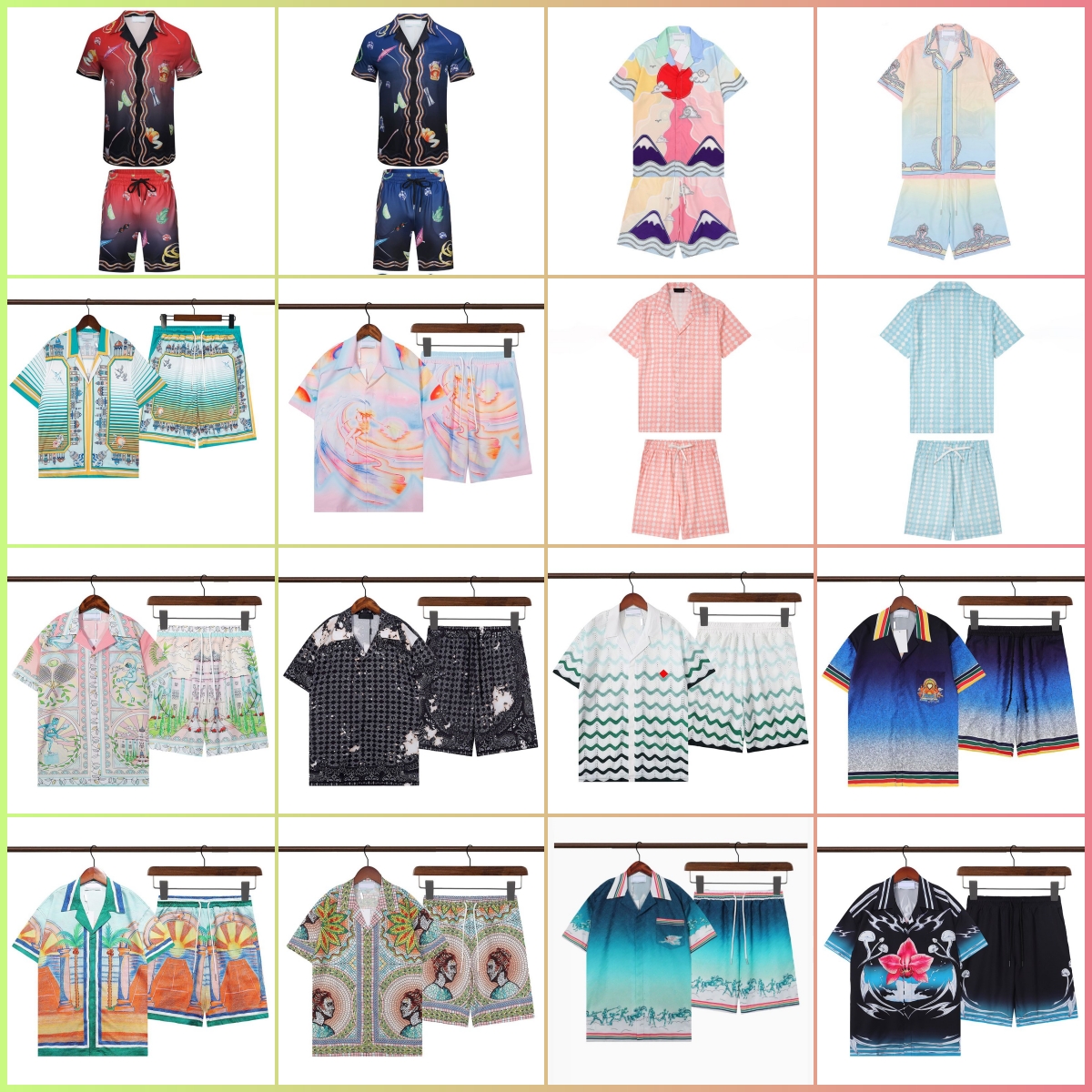 mens suit Polo shirt Casablancalys beach street side Wave Polo collar printed knitted sweater Summer vacation beach wear and home clothing Mens and