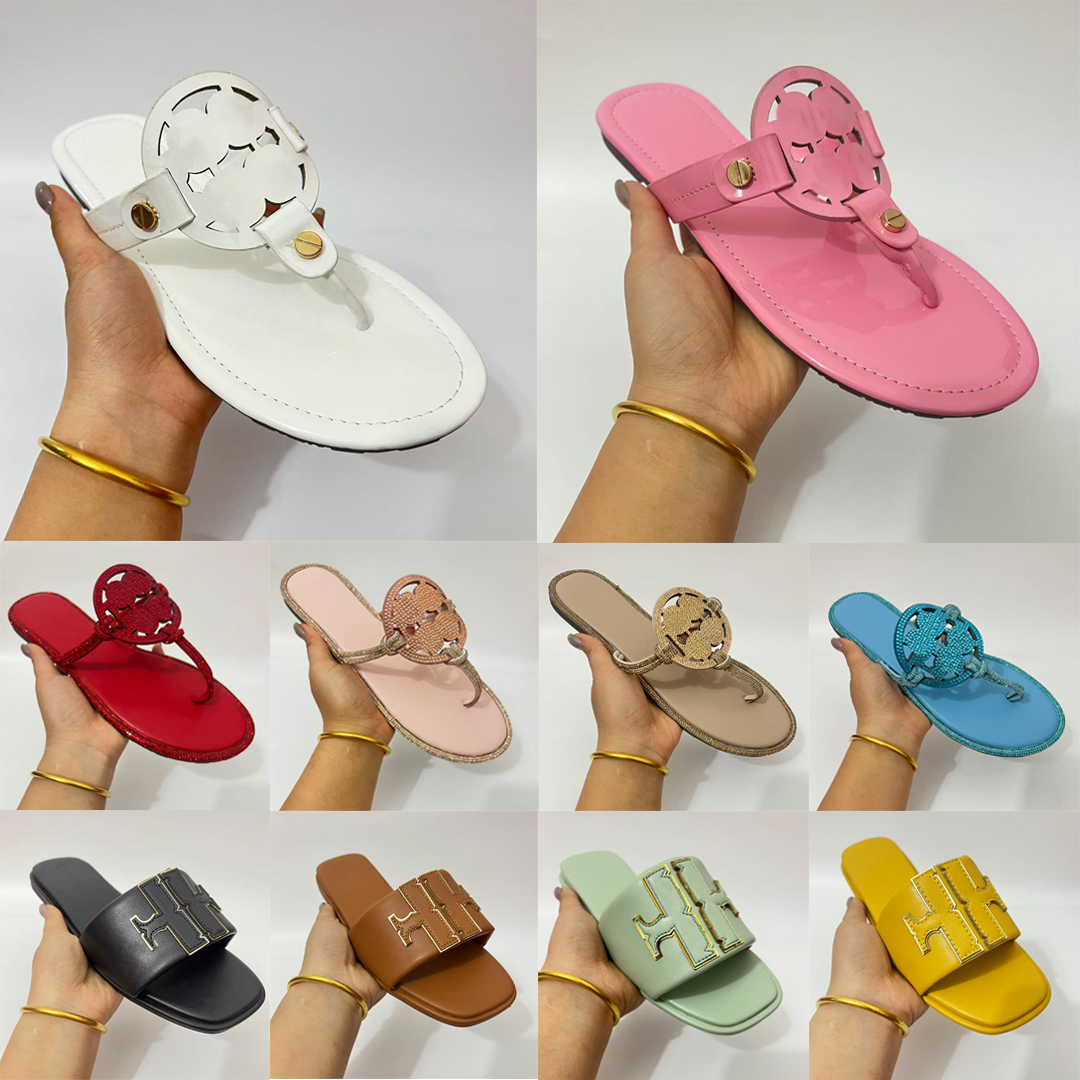 Designer Sandals Womens Slippers White Black Pink Red Blue Brown Fashion Slides Summer Beach Flat Leather Flip Flops Lady Scuffs Casual Shoes 35-42