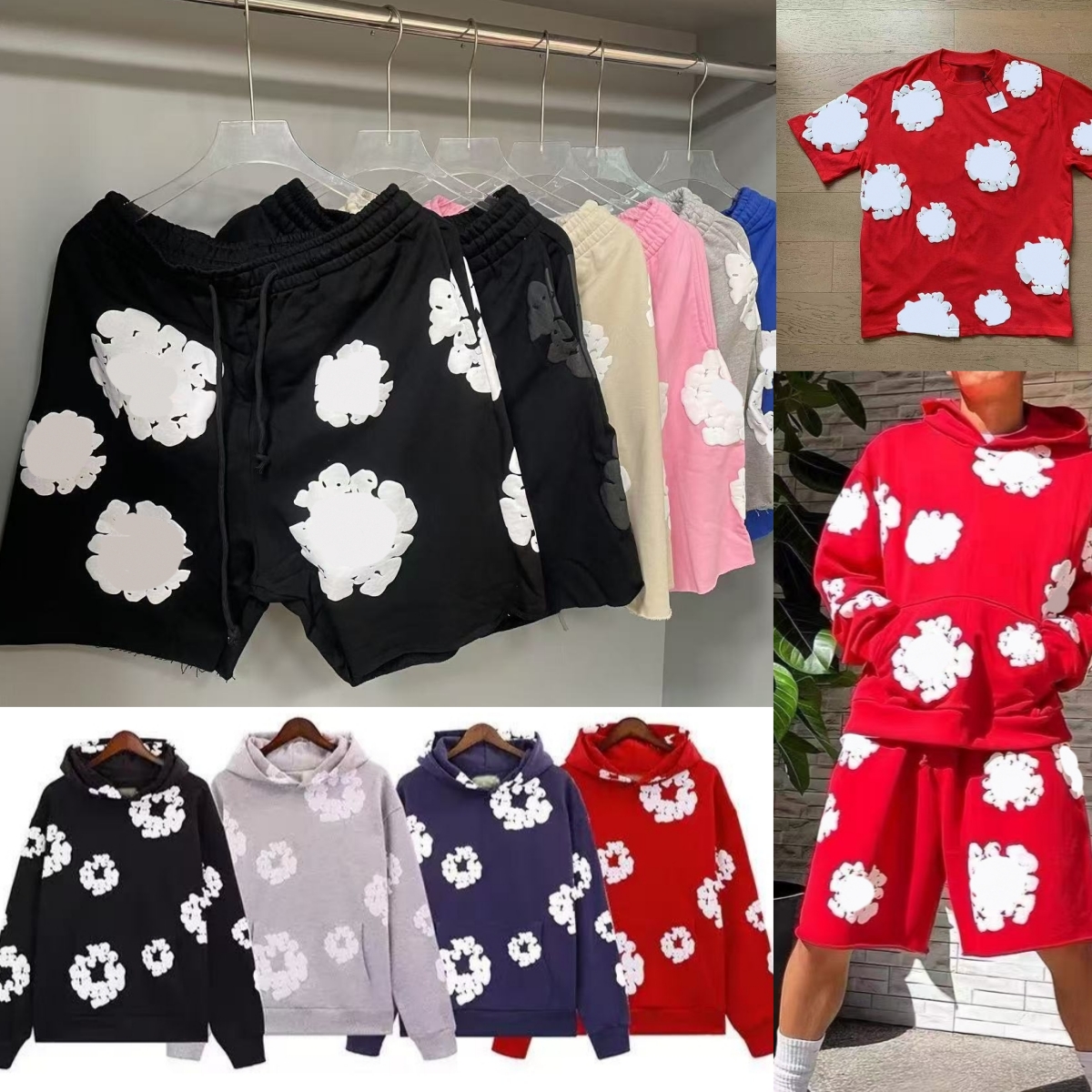 Denim Shorts Designer Shorts Puff Print Mens Shorts Cotton Designer Summer Shorts American Street Fashion Brand Shorts Men T shirts Sweatshirts Desi