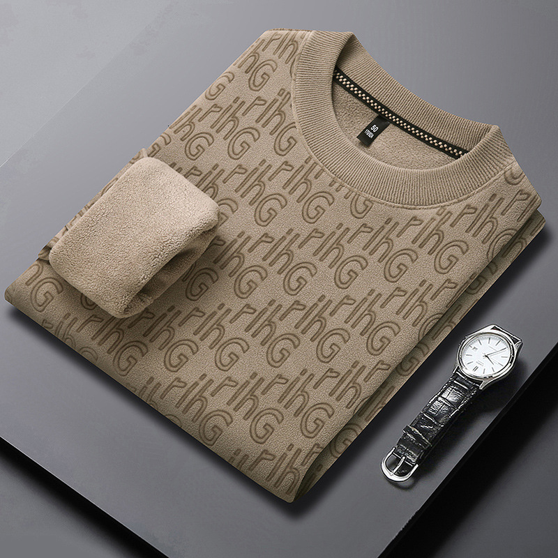 Luxury Brand Designer Thick And Warm Fleece Pullover For Men, New Style Round Neck, Casual, Embroidered Pattern, Warm And Comfortable Men's Bas