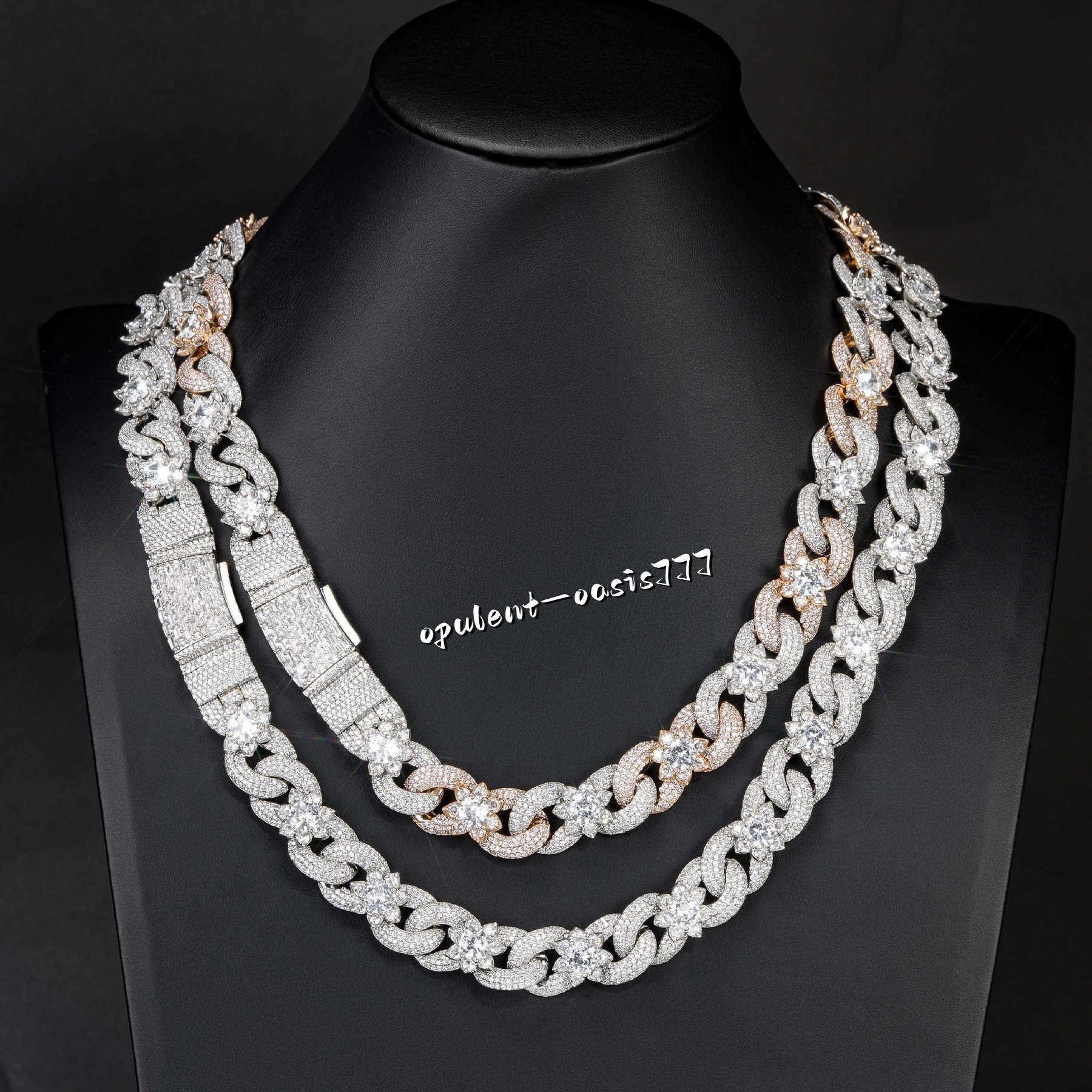 Mens Fashion Heavy Piece Hip Hop 15MM Iced Out Moissanite Raised Chain S925 White Plated VVS Diamond Cuban Link Chain Necklace