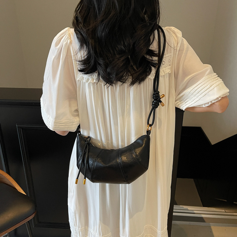 Patchwork Croissant for Women, Solid Color Versatile Crossbody Bag, Niche Design New Commuter Fashion Shoulder Bag