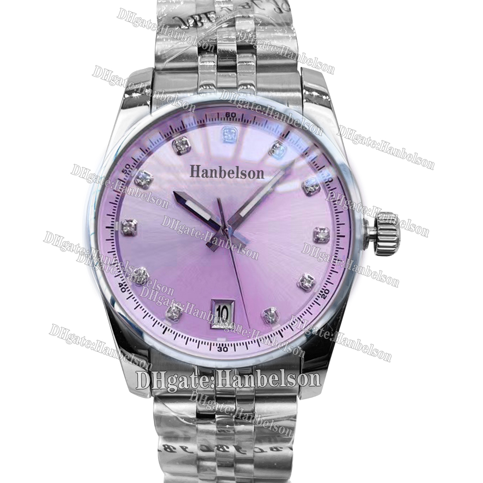 Ladies purple face Diamond Markers Quartz Watch Unidirectional Bezel Stainless Steel Women Wristwatch 349$