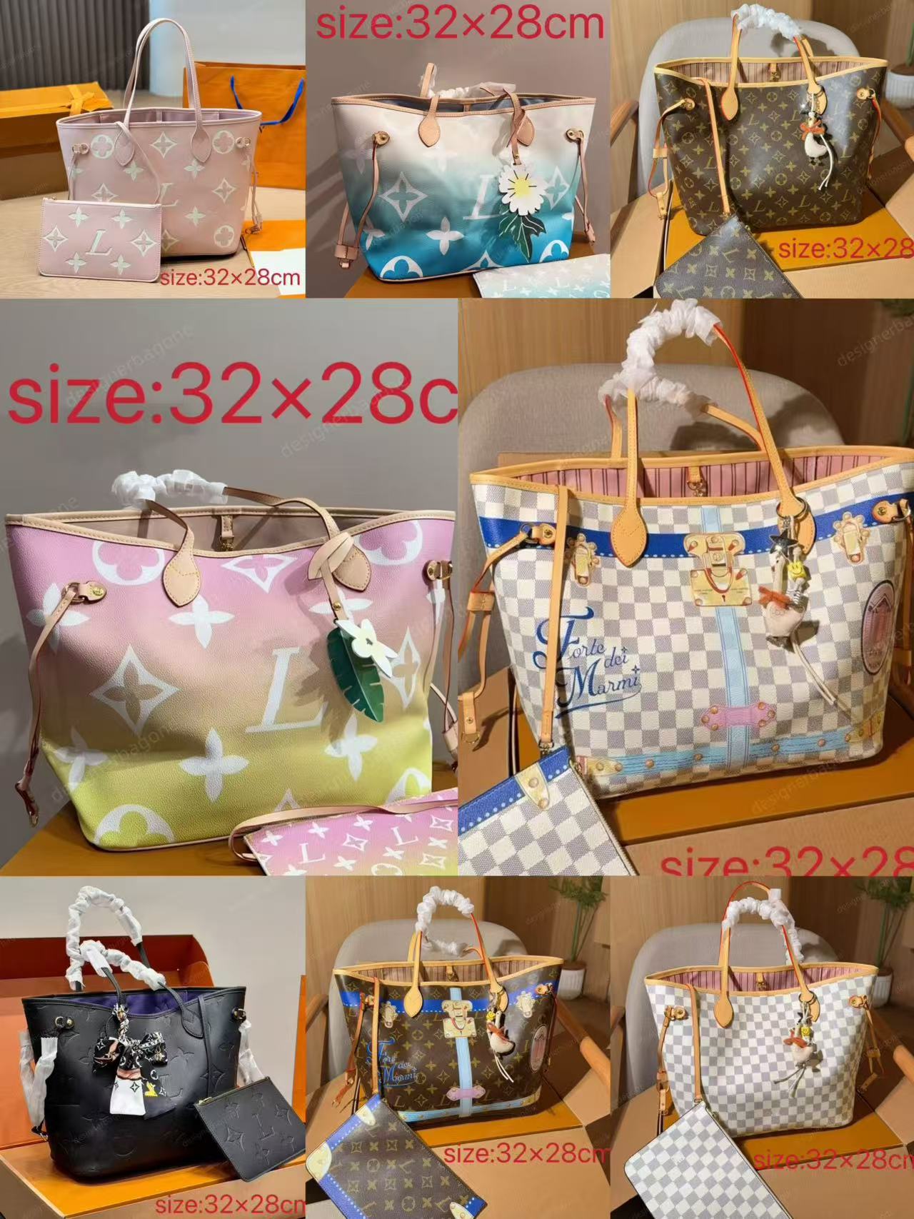Designer neverfulltote bag tote bag High quality leather made of steel hardware women purse handbag Printed embossed shopping bag Large capacity han