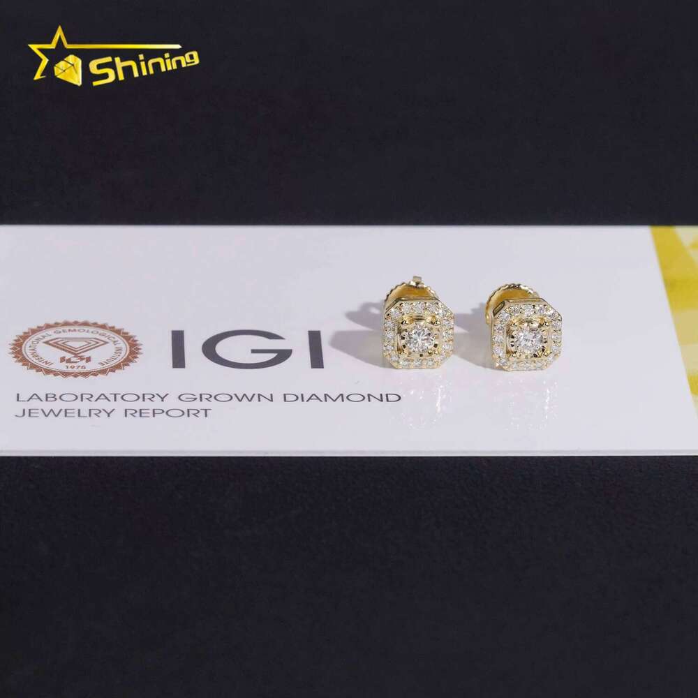 Cheapest price luxury 7.2 mm sterling silver 925 fine jewelry lab-grown diamond stud earrings for men