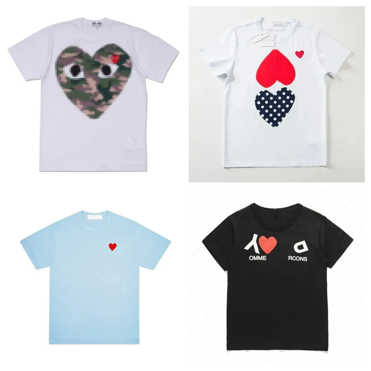 Designer plays T-Shirts Big Hearts Mens T-Shirt Tee White Women plays top Short Sleeve Crewneck commes tshirt Luxury Sweatshirt Red Heart style long