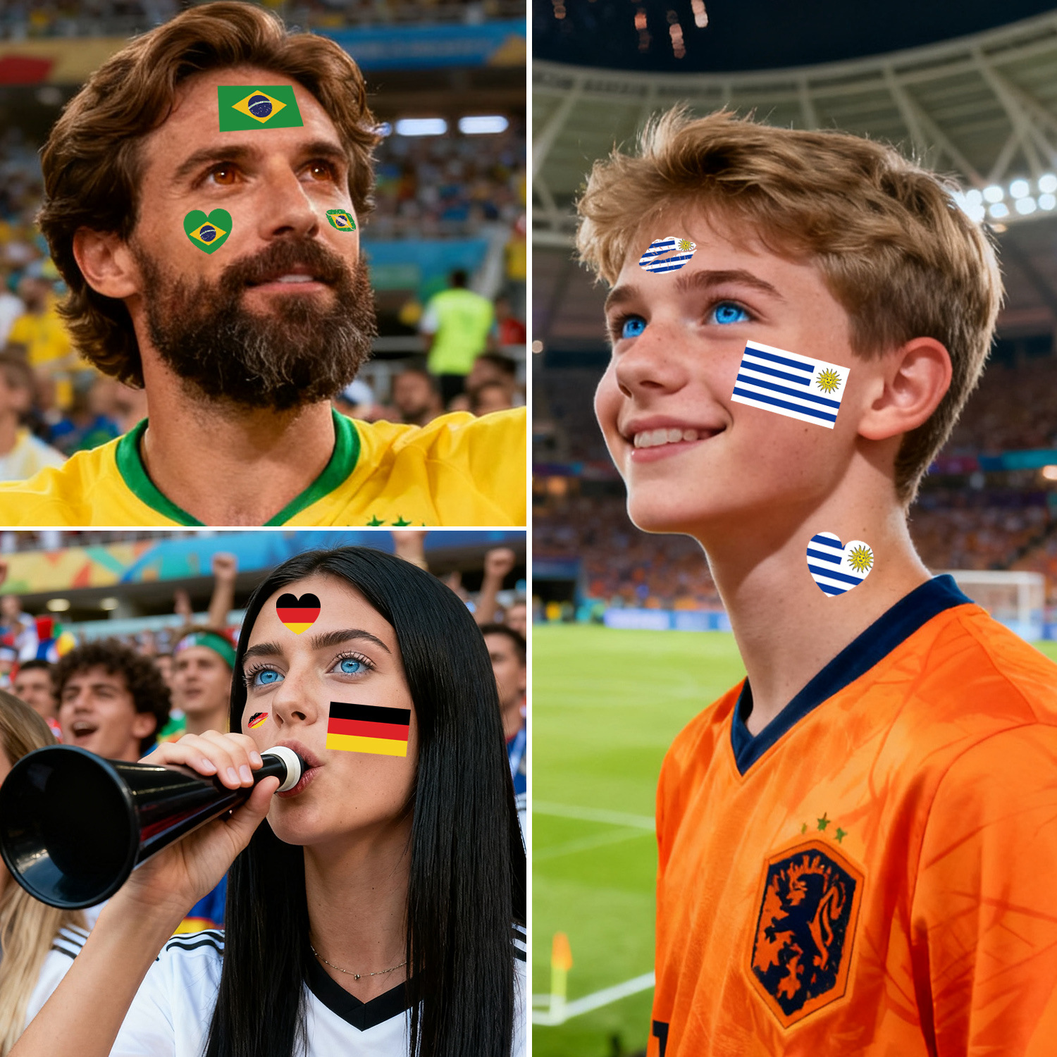2026 World Cup National Flag Temporary Tattoo Stickers, Water Transfer Face Decals for Football Sports Fans-image-1102577150