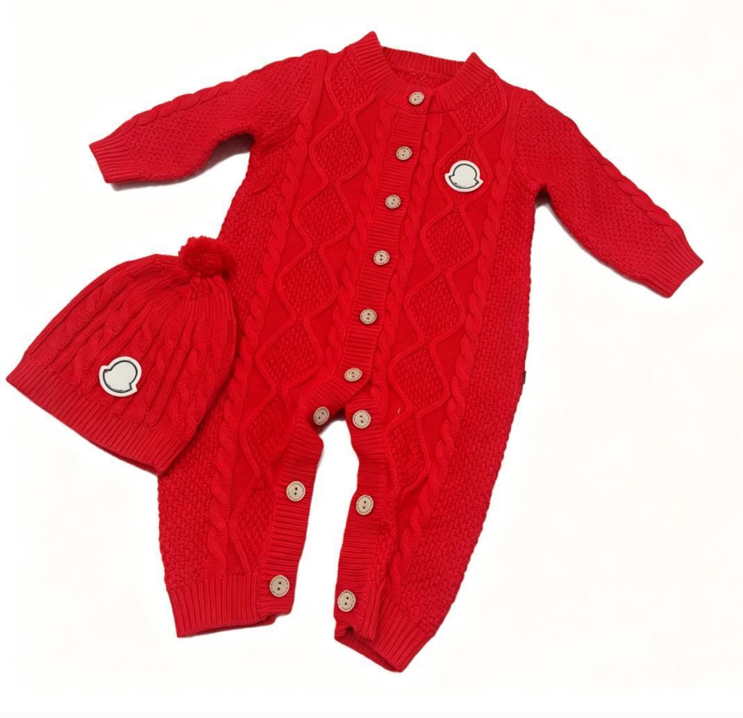 Mameluco de bebé de punto trenzado suave y transpirable con gorro Conjunto de 2 piezas Otoño Invierno Cálido Manga larga Recién nacido Niños Niñas T