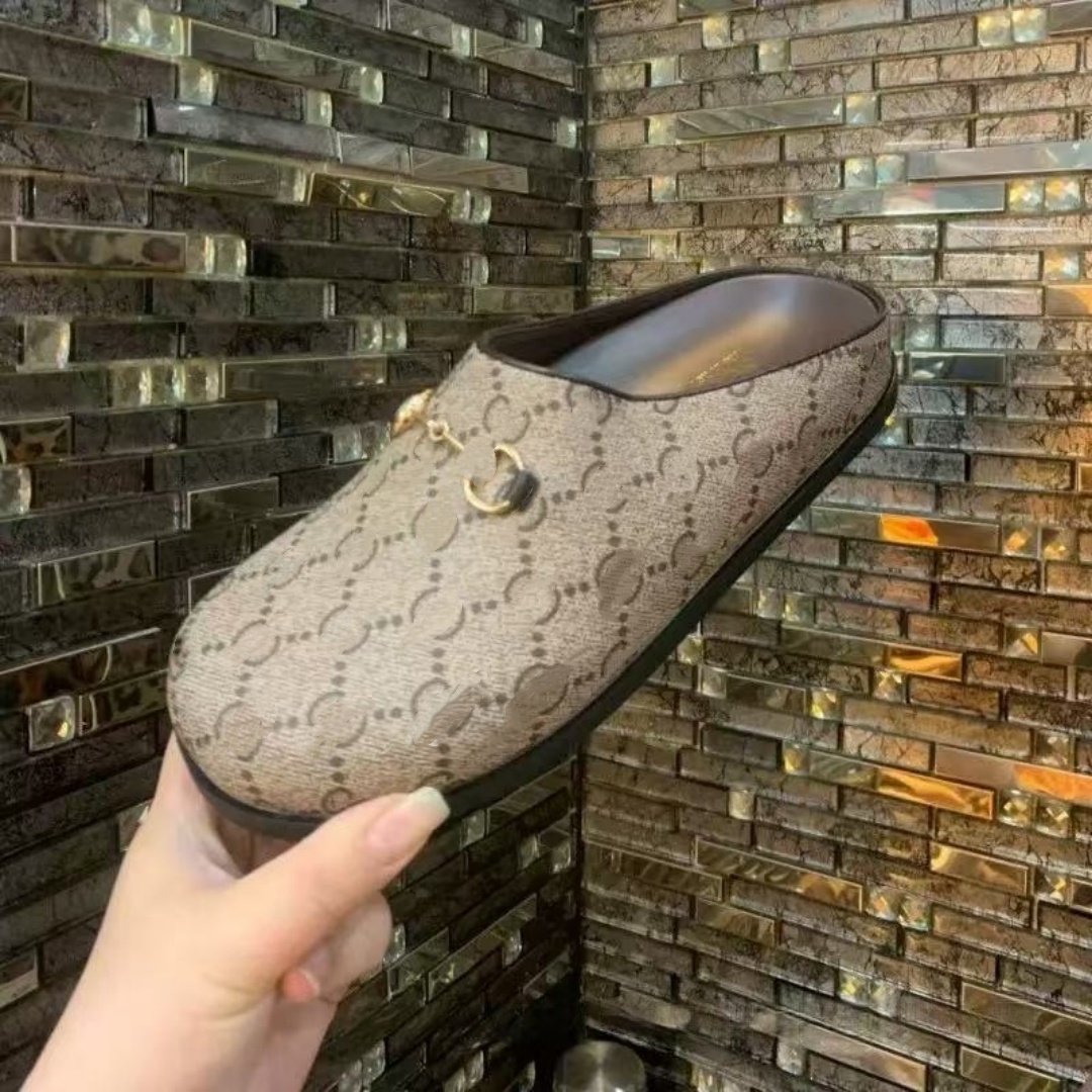Designer Women's Mules High Quality Classic Letter Print Luxury Style Women's Chunky Toe Slippers Outdoor Casual Comfortable Flat Closed-T