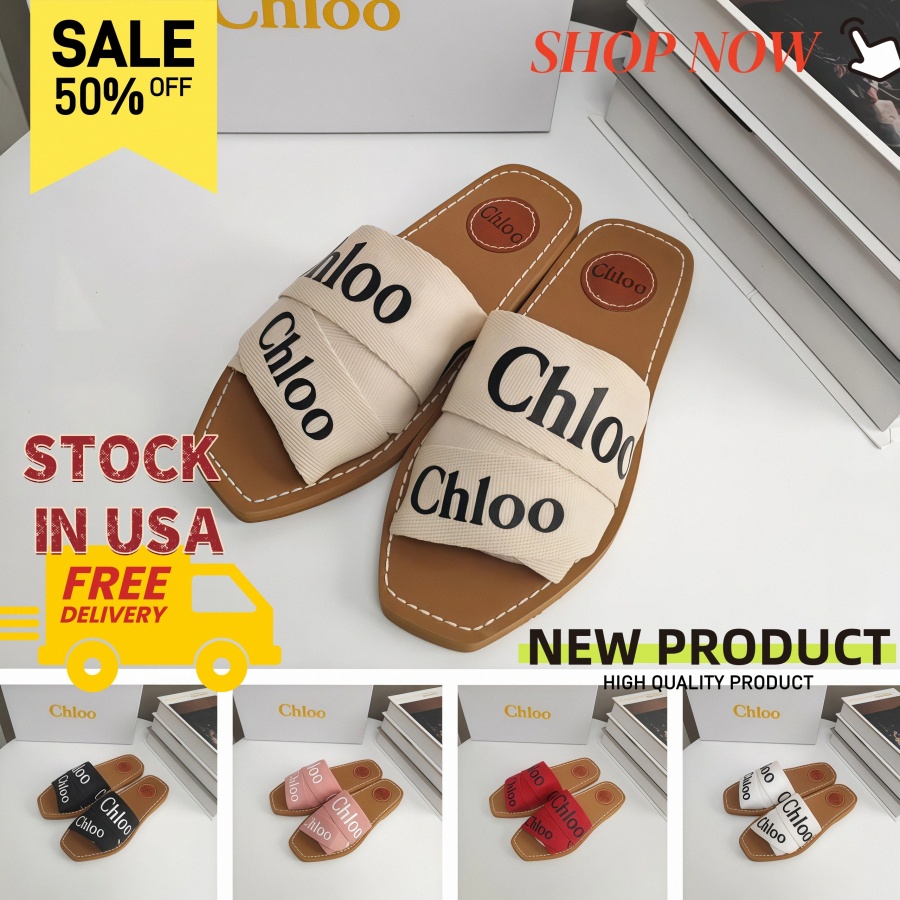 Women's Woody Slides With Non-Slip Rubber Sole Luxury Sandals Resort Wear Slides Lady Designer Canvas Slippers Casual Bottom Flat Flip Flops-image-932033747