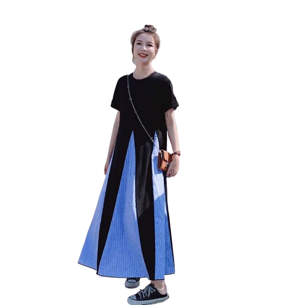(1247) robe française de Style Hepburn, fausse jupe ample en deux pièces couvrant le ventre, épissure d'été