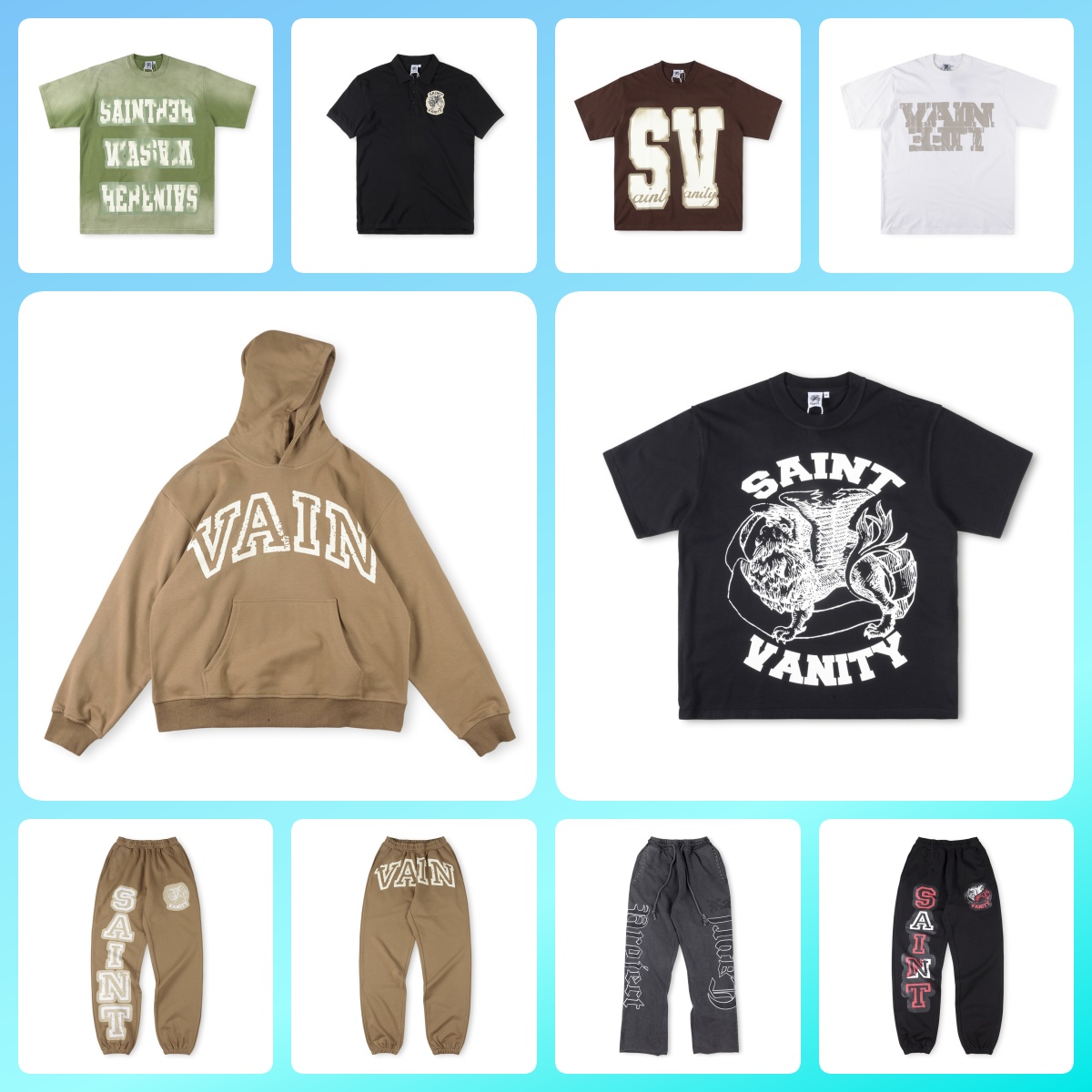 saint Vainty shirts Mens Shorts Designer Saint Vanity Shorts Streetwear Hip Hop Unisex Short Sleeve Summer High Quality Cotton shirts Vintage Print