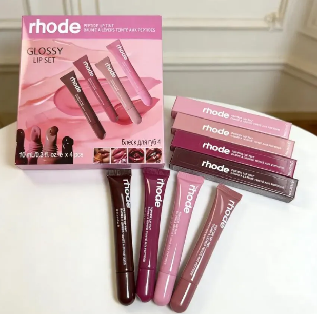 Glossy Lip Set 10ml*4pcs Lip gloss Gift Box 4 Colors Toast Espresso Raspberry Ribbon Lip Plumper Liquid Lipstick Shiny Glitter Lip gloss Kit Beau-image-1102827625