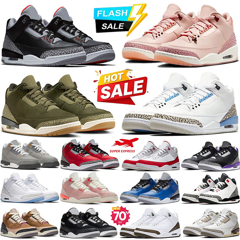 Designer 3s Basketball Shoes UNC Pine Green 3 Black Cement Racer Blue Fire Red Court Purple Cool Grey Laser Orange Katrina Mens Women Sneakers Sp-image-948813039