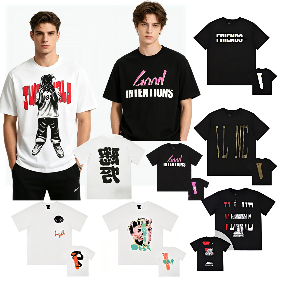 Summer tee Designers Mens women vlonely T shirts High Street Fashion leisure loose O-neck Cottons print Luxurys trend Lovers tops Clothing size s-image-1102743051