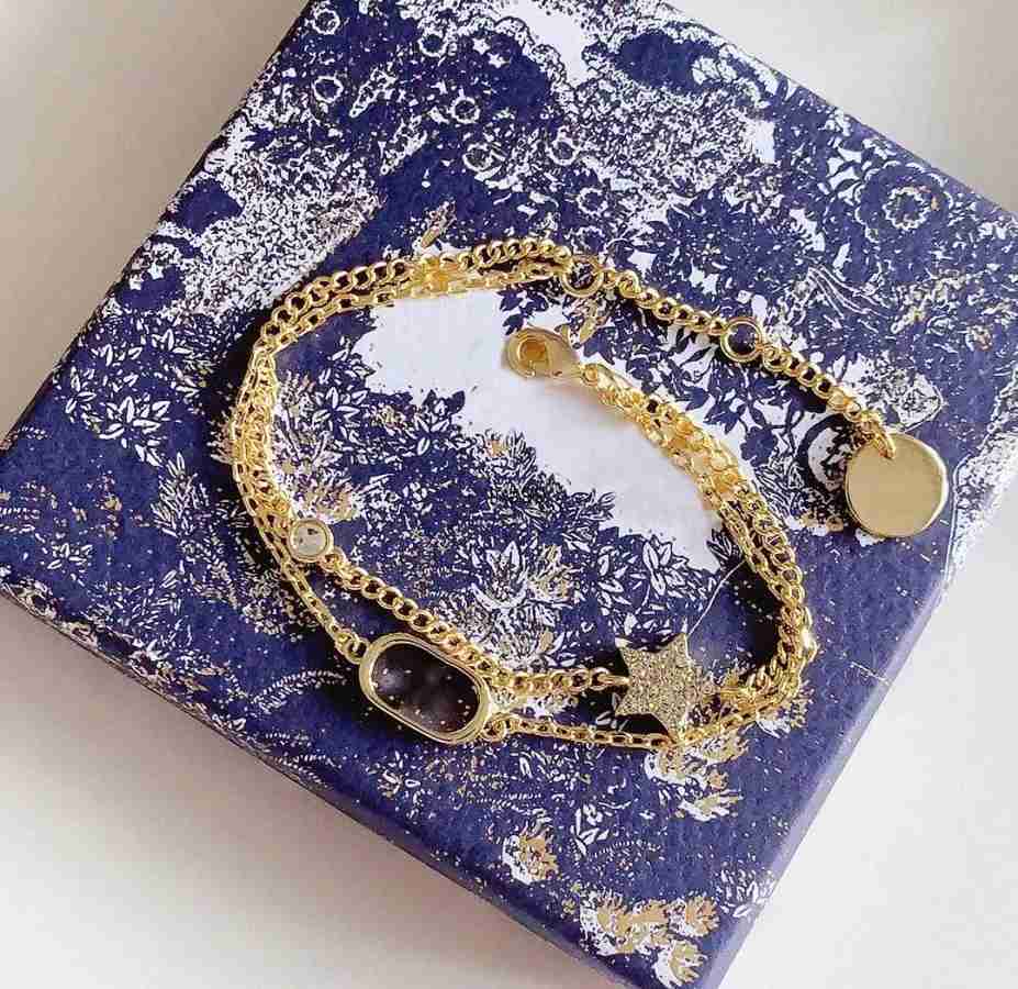 Bangle Chain Diamond Designer Bracelet 18K chain Letter Bracelet women starry classic two-piece set bracelet Gold plated Luxury jewelry gift 244 i9D