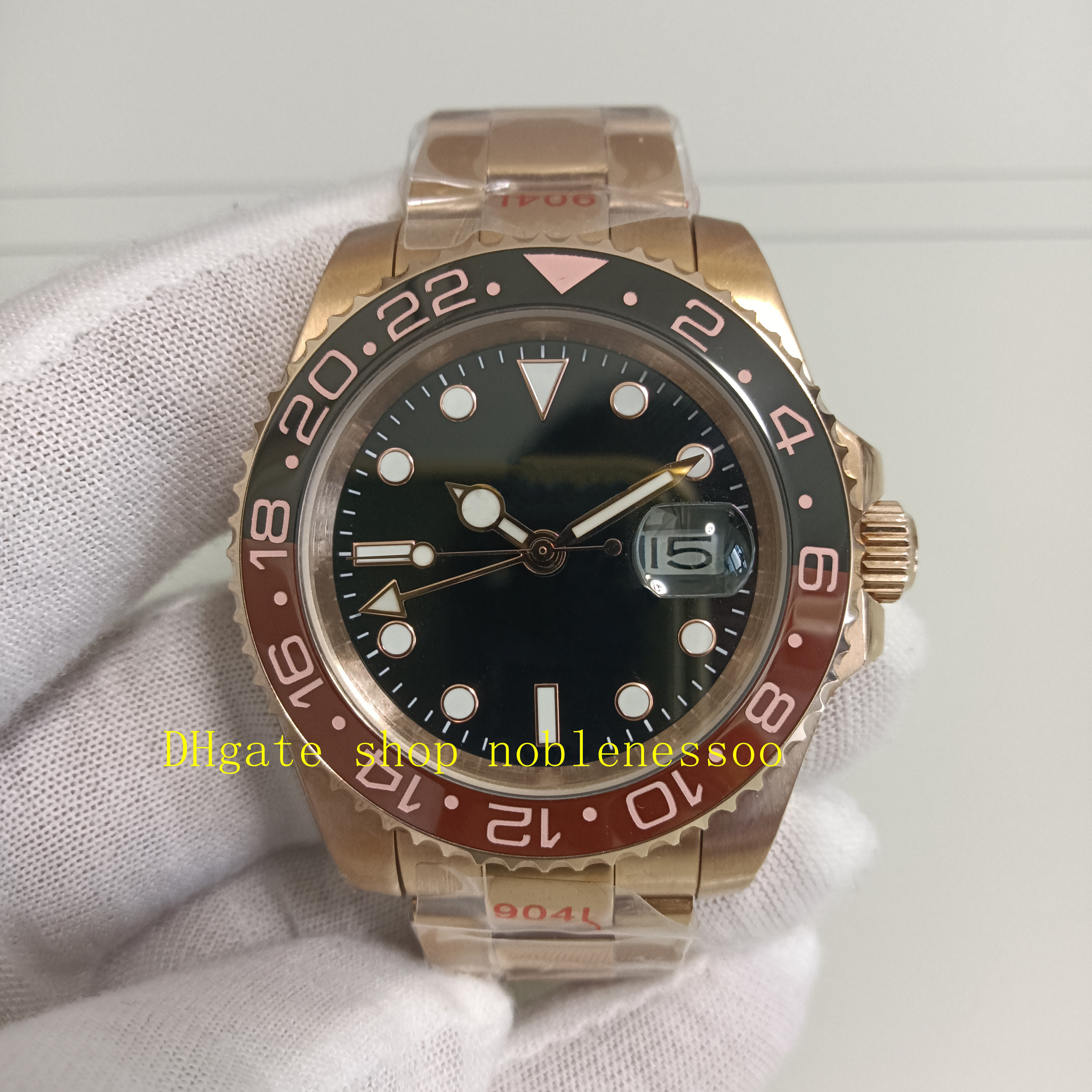 Real Photo 904L Steel Mens Automatic Watch Men 40mm 126715 Black Dial Ceramic Beze Everose Mechanical Rose Gold Bracelet Sport Watches Wristwatches 120$