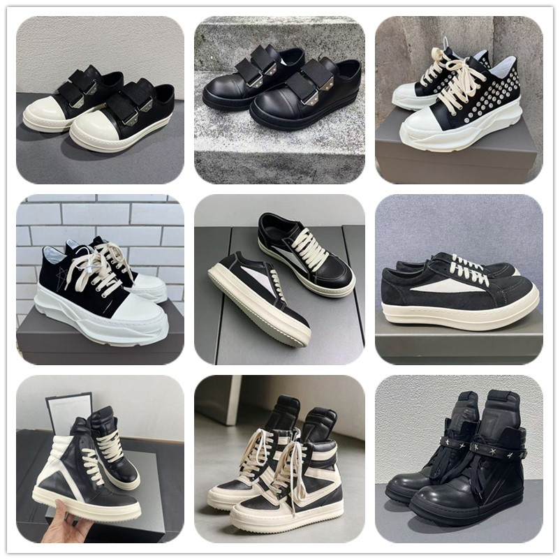 Ro Owenes VINTAGE chaussures décontractées Designer RUNWAY RICKes en cuir véritable hommes femmes noir blanc luxe crin de cheval daim marques bas