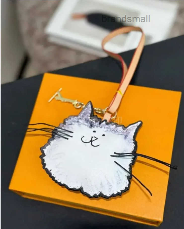 Luxury Cat bag charm cherry blossom Equipped Crafted leather plush puffy effect Designer collection charms keychains Metal ring pendant Chain for me