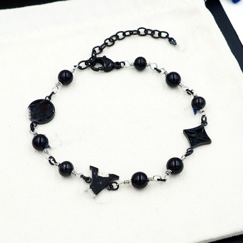 Designer Lousi l Punk Hollow Pentagram Bracelet For Couples And Best Friends Handmade Inlaid Jewelry Chain With Titanium Steel Pearls