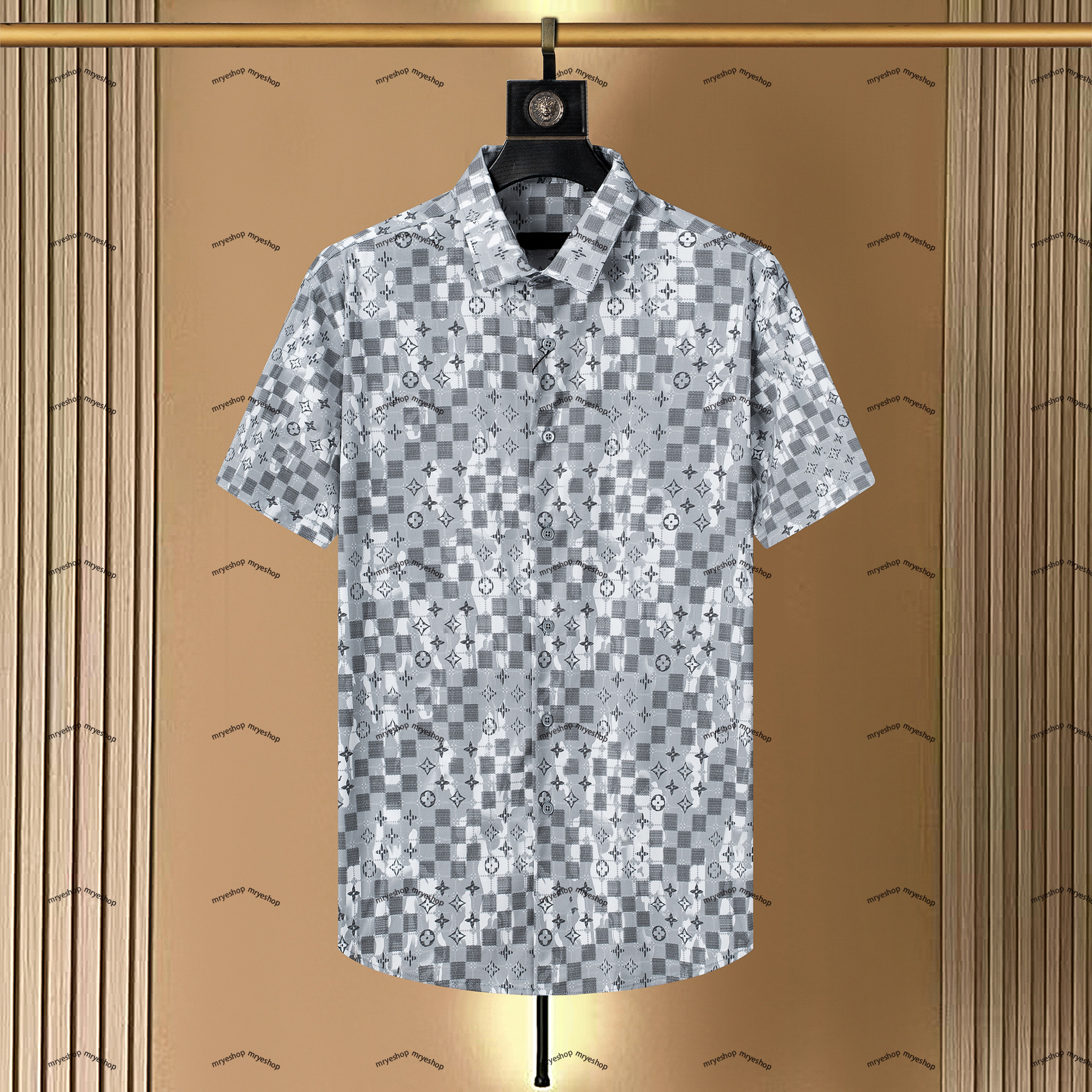 Nieuw overhemd met korte mouwen en knopen voor heren, casual top met volledig patroon en designerstijl. Aziatische maat M-XXXL