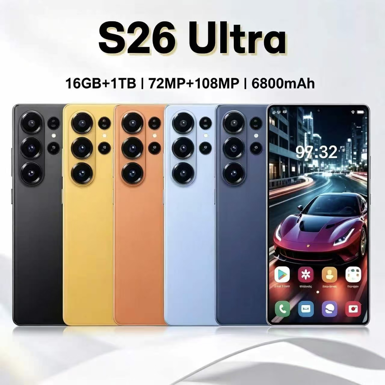 S26 Ultra 5G Phone 16GB+1TB Unlocked Smartphone 512GB USB-C Face ID 6.9 full screen HD+Android operating system phone custom packaging box-image-1105263850