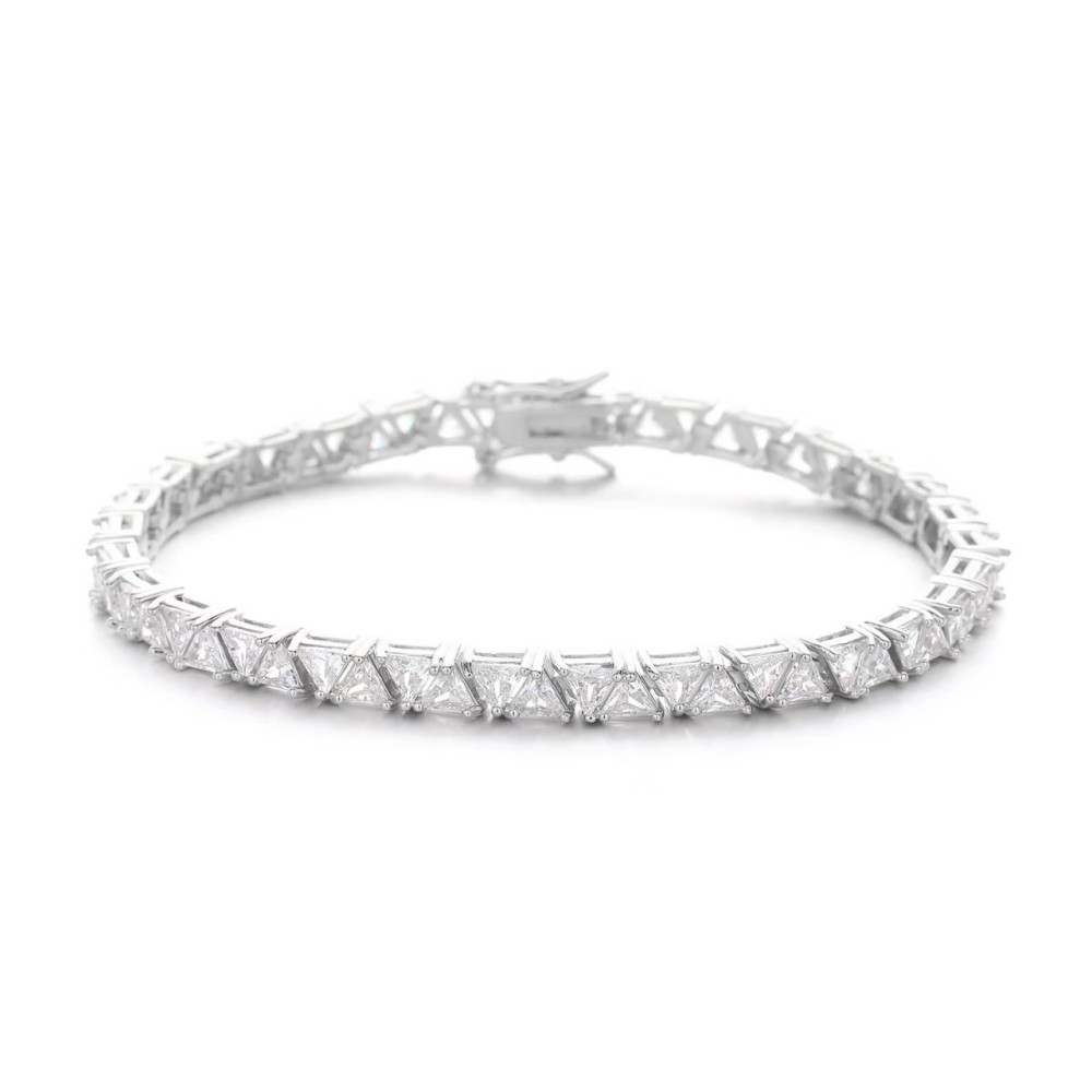 Moissanite tennis chain, 18K gold plated simulated diamonds round, valentines day heart cut stones wedding jewelry gifts for brides