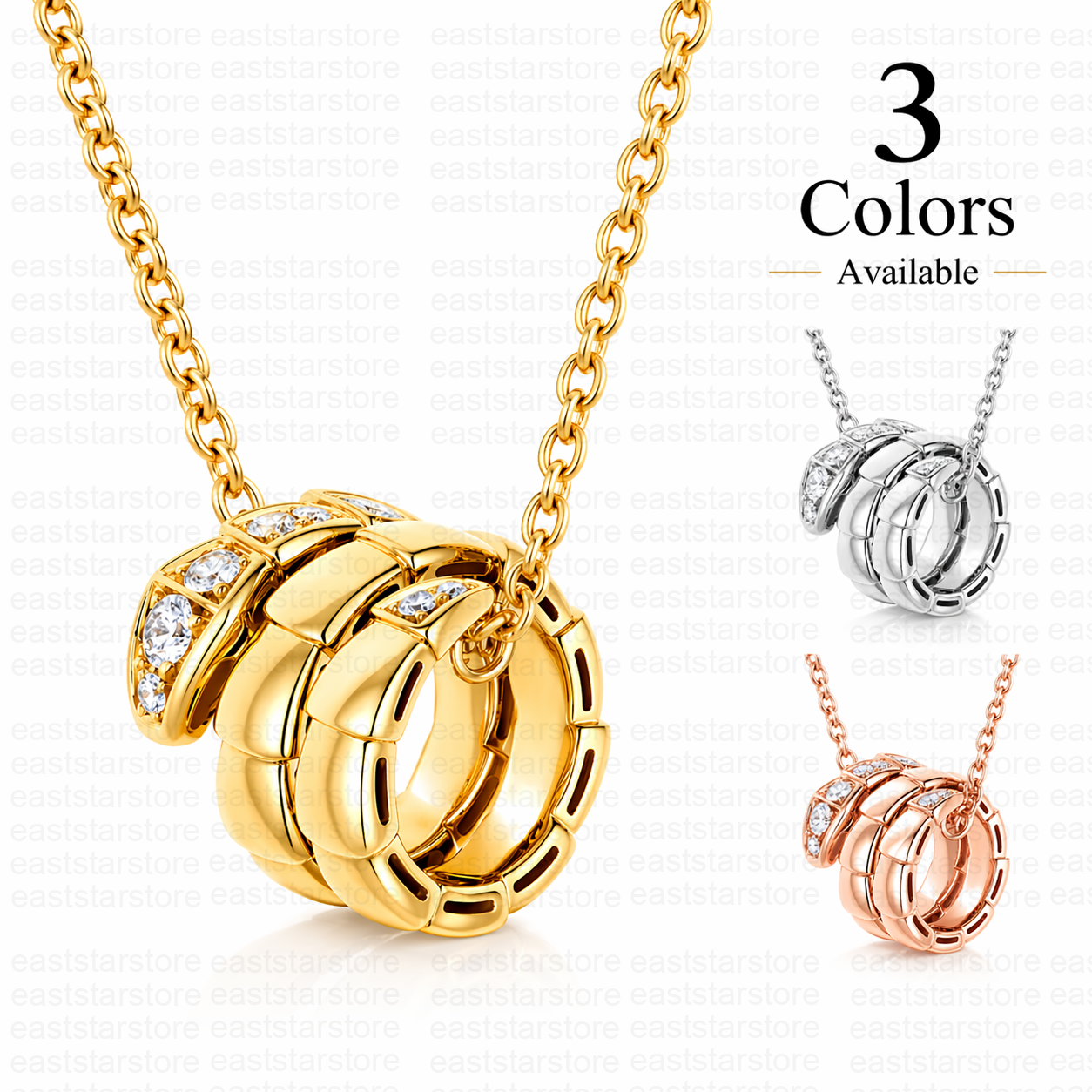 Luxury Snake Pendant Necklace for Women High Quality Stainless Steel 18K Gold Plated Animal Shape Jewelry Three Colors Available Non-tarnish Waterpr