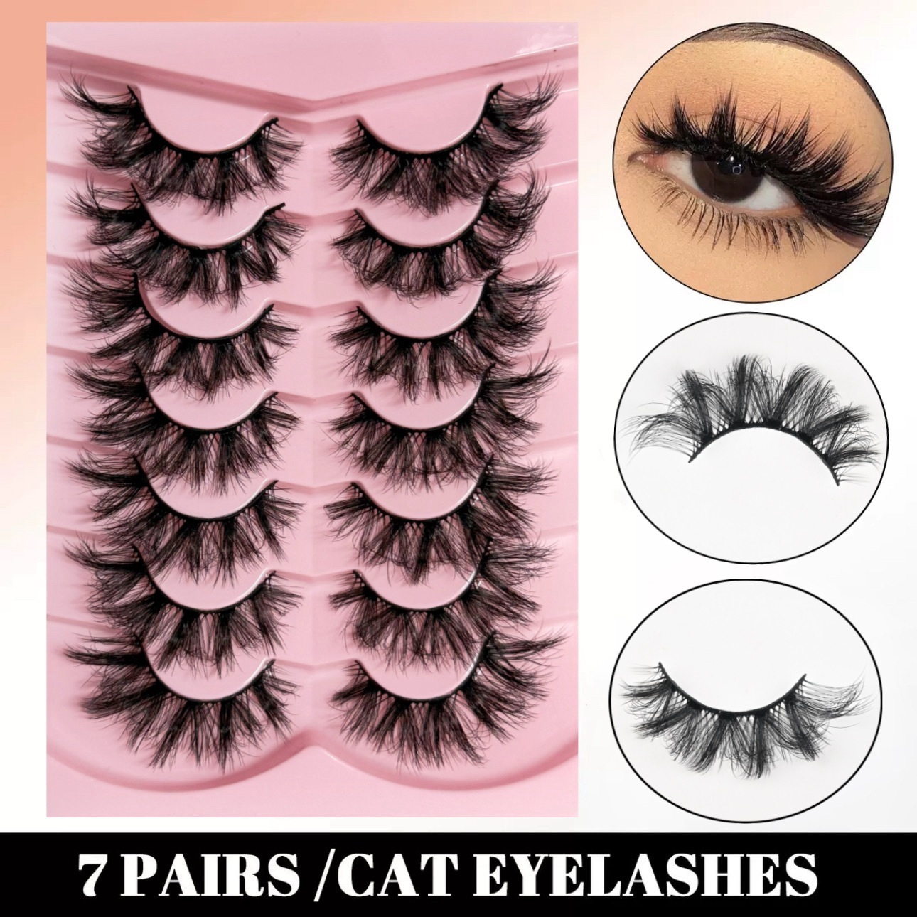 Fluffy Volume Fake Lashes Strip - Natural Thick False Eyelashes Wispy Natural Look, Handmade Reusable Eyelash Extensions Accessory for Eyes Soft-image-1102974881