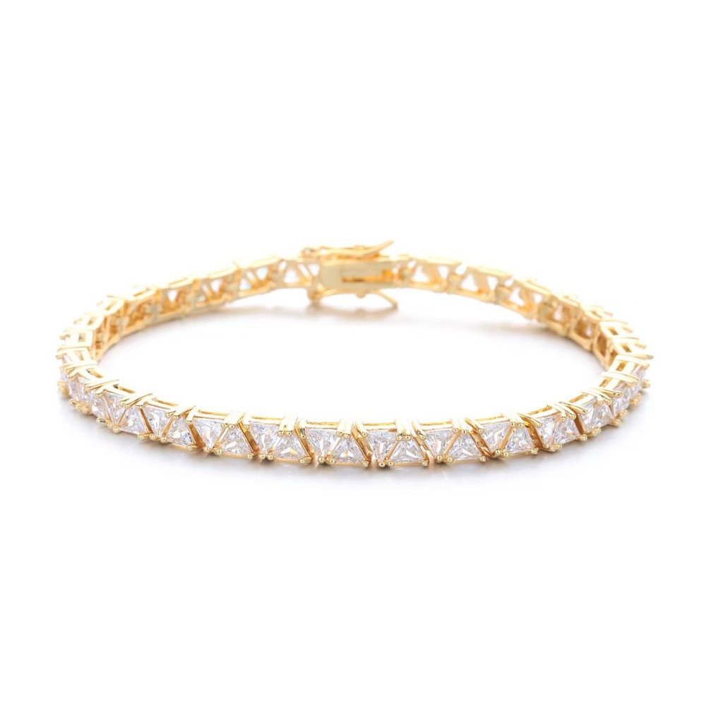 Moissanite tennis chain, 18K gold plated simulated diamonds round, valentines day heart cut stones wedding jewelry gifts for brides