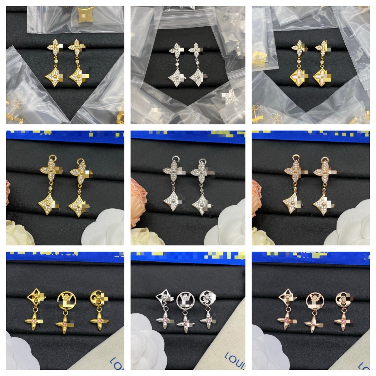 Designer Lousi af Clover Letter Earrings For Women Fashionable Accessories Versatile Light Luxury Geometric And Exquisite Diamond Shape